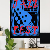 Poster Guitare de la Fête de Jazz en Blue Too (Bureau à domicile)