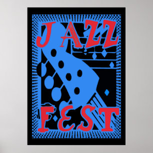 Poster Guitare de la Fête de Jazz en Blue Too
