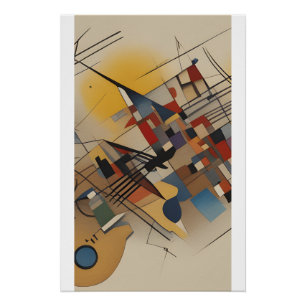 Poster Guitare de peinture Abstraite et instruments de mu