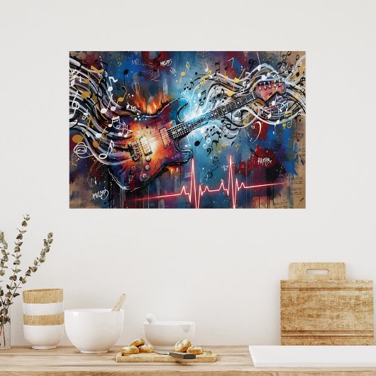 Poster Guitare électrique cosmique (Cuisine)