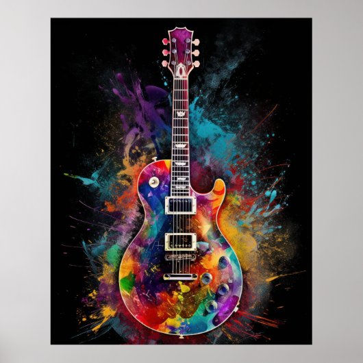 Poster Guitare électrique éclatante de couleur (Devant)