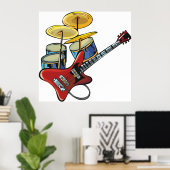 Poster Guitare Électrique Et Fûts (Bureau à domicile)
