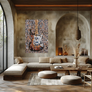 Poster Guitare Électrique Expressionniste Abstraite Art d