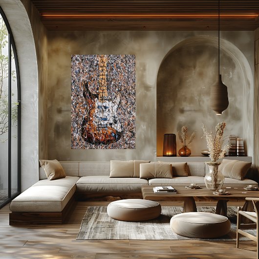 Poster Guitare Électrique Expressionniste Abstraite Art d