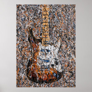 Poster Guitare Électrique Expressionniste Abstraite Art d