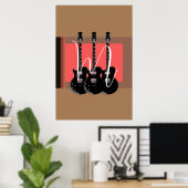 Poster Guitare électrique Pop Art Monogramme Initial (Bureau à domicile)