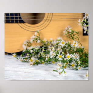 Poster guitare et fleur sauvage