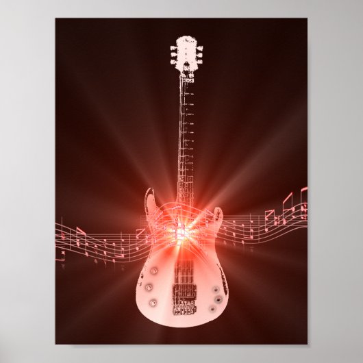 Poster Guitare et notes musicales (Devant)