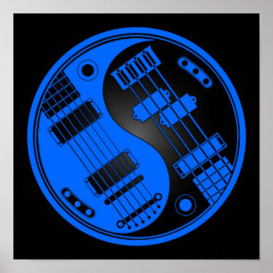 Poster Guitare et Yin bas Yang bleu et noir