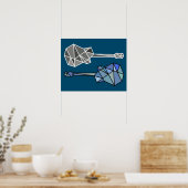 Poster guitare géométrique moderne musique sur bleu (Cuisine)