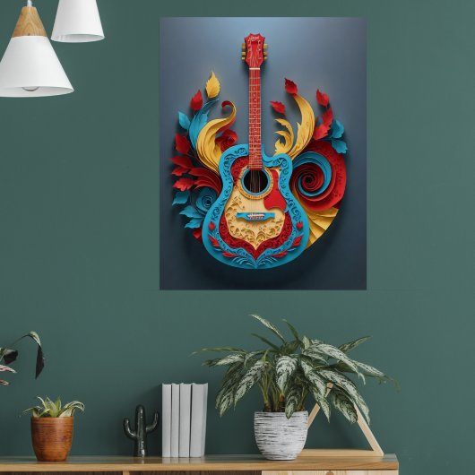 Poster Guitare Imaginaire colorée (Salon 1)