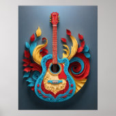 Poster Guitare Imaginaire colorée (Devant)
