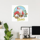 Poster Guitare Jouant au Père Noël | Noël (Bureau à domicile)