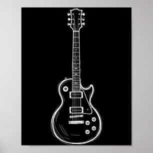 Poster Guitare minimale Art de ligne Drôle Amateur de mus