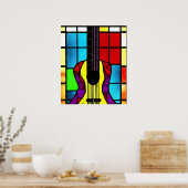 Poster Guitare mosaïque en vitrail (Cuisine)