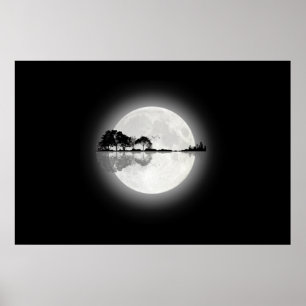 Poster Guitare naturelle au clair de lune