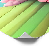 Poster guitare peinture acoustique couleur fleur rose ros (Coin)