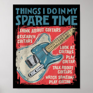 Poster Guitare Que Je Fais Dans Mon Temps De Rechange Drô