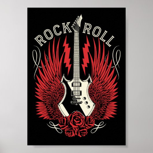Poster Guitare Rock & Roll Roses (Devant)