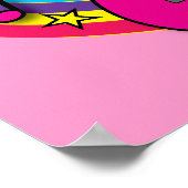 Poster Guitare rose avec musique et arc en ciel (Coin)