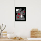 Poster guitare rouge/noir/blanc pour le musicien (Cuisine)