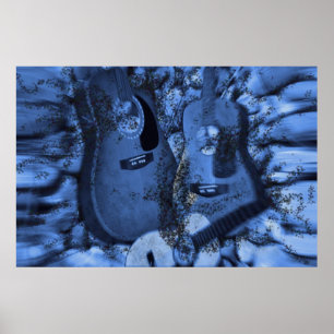 Poster Guitares changeantes de roche dans les profondeurs