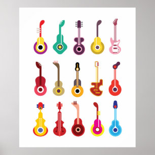 Poster Guitares colorées