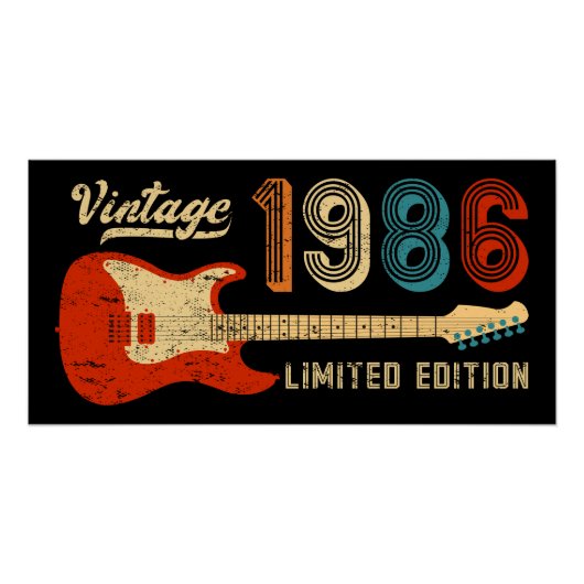 Poster Guitariste basse électrique pour 40e anniversaire (Devant)