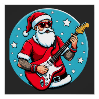 Poster guitariste de Noël Rockmusic Noël (4)