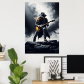 Poster Guitariste de Rock Épique Effet de Fumée (Bureau à domicile)