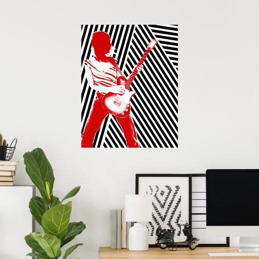 Poster guitariste rouge (Bureau à domicile)