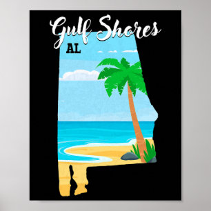 Poster Gulf Shores Al Vintage Orange Beach Alabyma Voyage