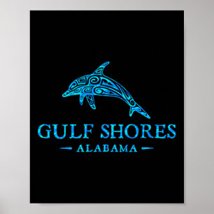 Poster Gulf Shores Alabyma Retro Dolphin Boys Girls Toddl
