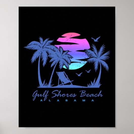 Poster Gulf Shores Beach Alabama Spring Break Vacation Tr (Devant)