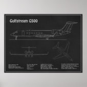Poster Gulfstream G500 - Plan directeur de l'avion PD (Devant)