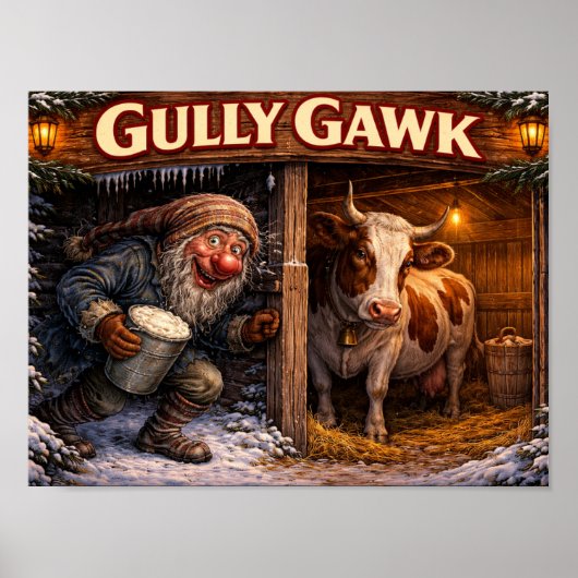 Poster Gully Gawk Icelandic Yule Lad postcard (Devant)