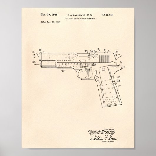 Poster Gun Head Space 1968 Brevet Art Old Peper (Devant)