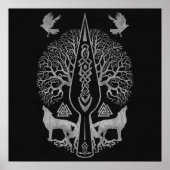 Poster Gungnir - Spear of Odin and Tree of life - (Devant)