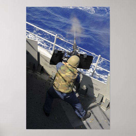 Poster Gunners Mate tirant une mitrailleuse de calibre 50 (Devant)