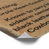 Poster Gunslinger de l'affiche Recherchée de l'ouest (Coin)