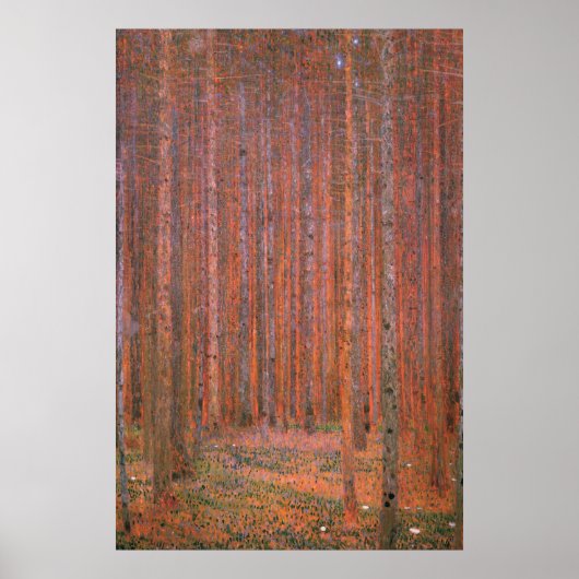 Poster Gustav Klimt Fir Forêt Tannenwald Arbres rouges (Devant)
