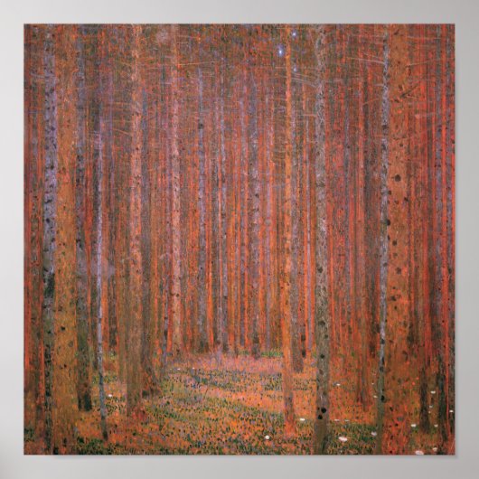 Poster Gustav Klimt Fir Forêt Tannenwald Arbres rouges (Devant)