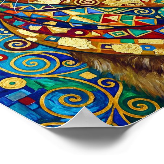 Poster Gustav Klimt Grumpy Cat with Blue Eyes (Coin)