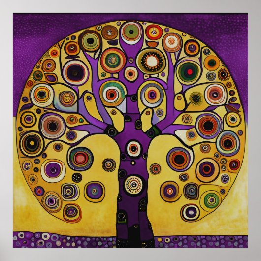 Poster Gustav Klimt Inspiré L'Affiche Arbre de Vie (Devant)