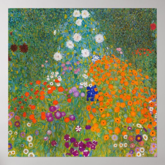 Poster Gustav Klimt - Jardin des fleurs (Devant)