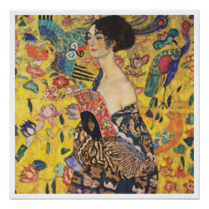 Poster Gustav Klimt Lady With Fan Art Nouveau Painting
