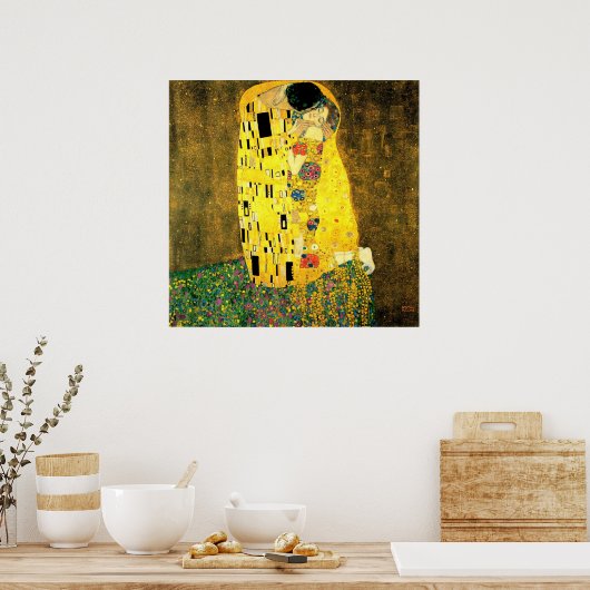 Poster Gustav Klimt - L'affiche du baiser (Cuisine)
