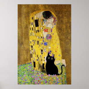 Poster Gustav Klimt L'affiche du chat Kiss