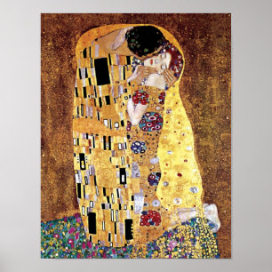 Poster Gustav Klimt - Le baiser - Art Nouveau Vintage
