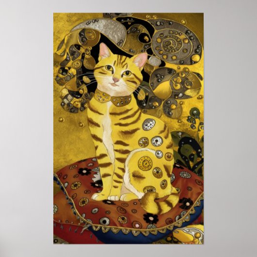 Poster Gustav Klimt or mignon chat parodie, Gustav klimt  (Devant)